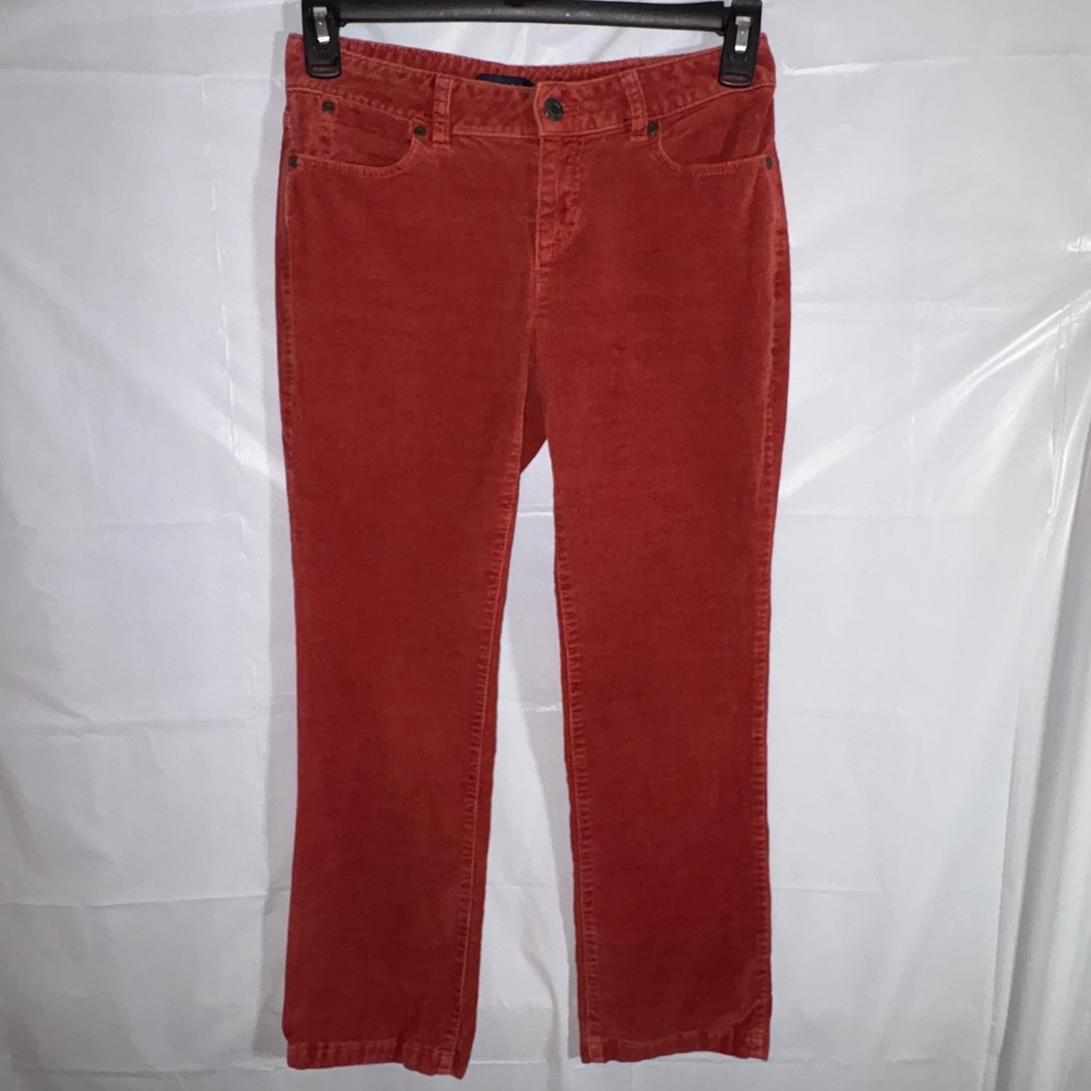 Talbots Rust Orange Curvy Pants Sz 4 Petite Straight Leg Fall Corduroy